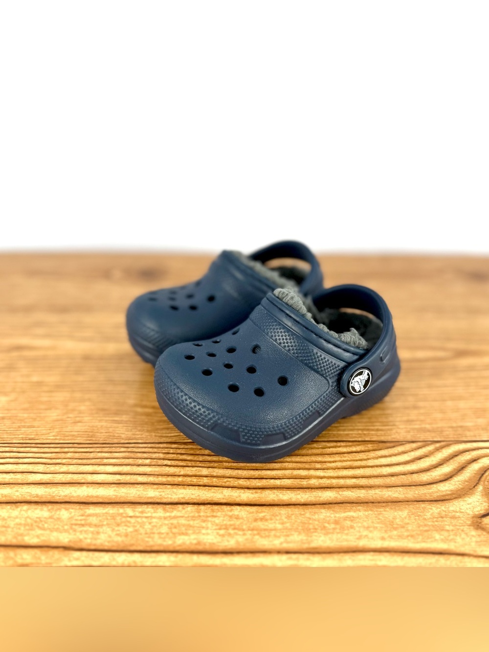 Crocs Classic Lined Clogs Toddler C4 Navy Blue Fuzzy Warm Kids Shoes